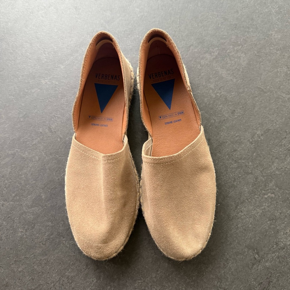 VERBENAS classic leather women’s espadrilles in tan suede.
